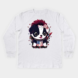 Cute Dog 4th of July Firework Fido Kids Long Sleeve T-Shirt